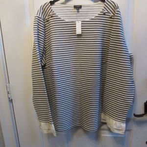 new TALBOTS Woman navy blue/gold stripes blouse Sz 3X